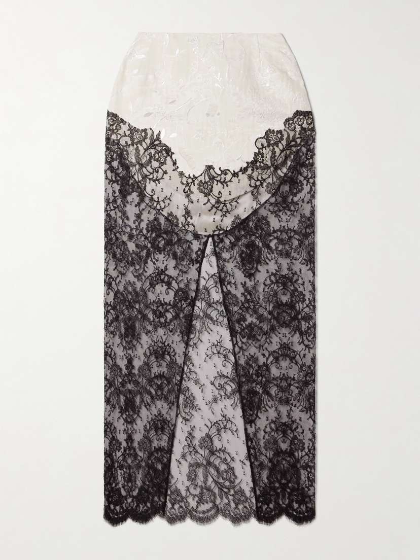 Wiederhoeft Cotton-blend Chantilly Lace And Metallic Jacquard Maxi Skirt