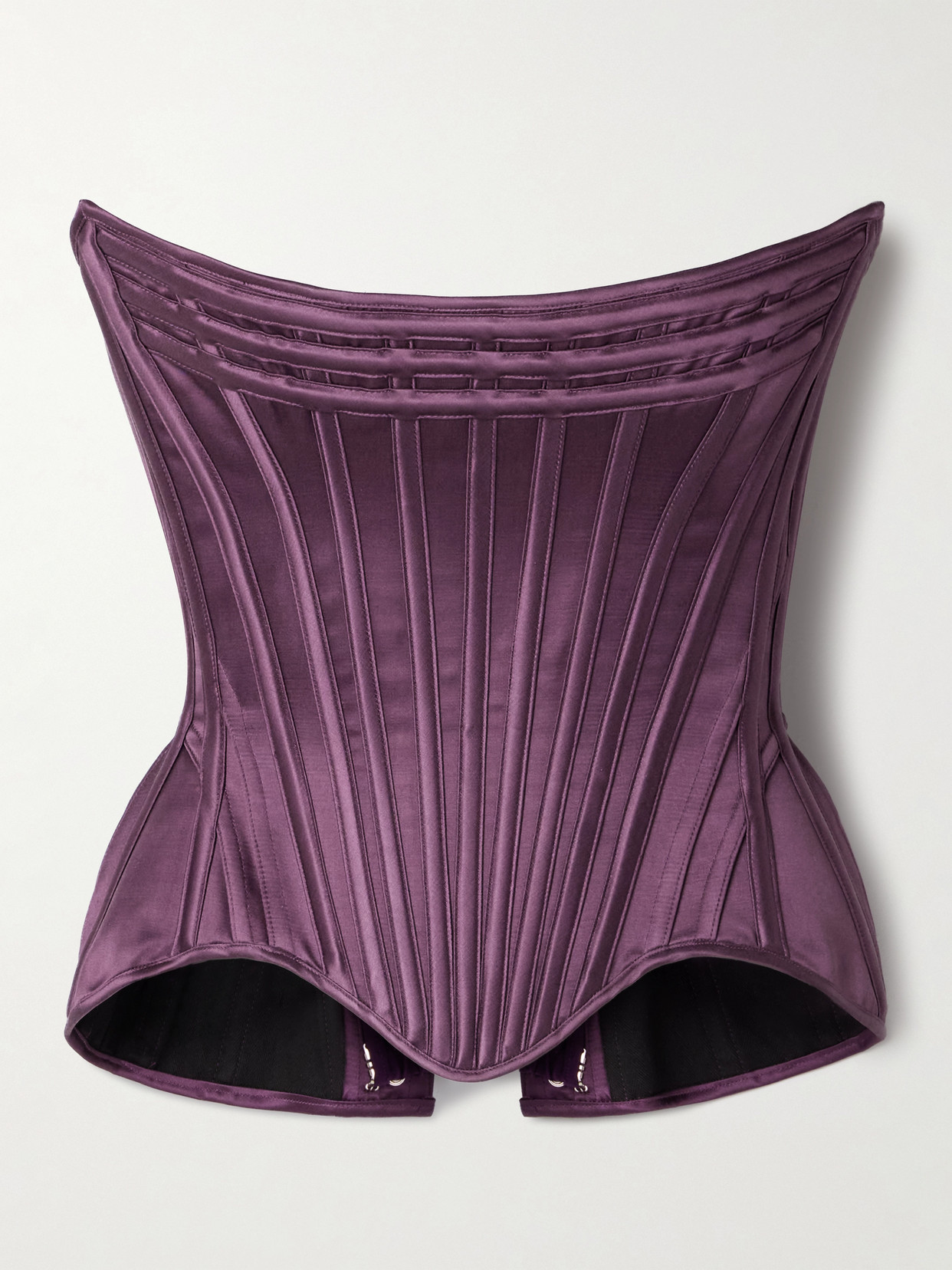 Wiederhoeft Wasp Strapless Cotton And Silk-blend Satin Bustier Top In Purple