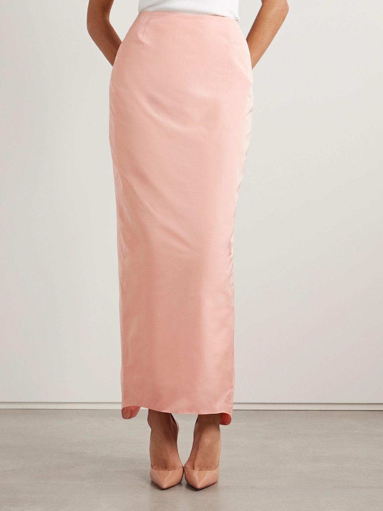 Wiederhoeft Ophelia Taffeta Maxi Skirt In Orange