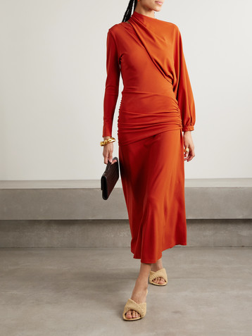 Johanna Ortiz Inspiring Hearts convertible one-sleeve gathered stretch-jersey maxi dress