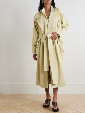16Arlington Cinzia belted suede trench coat
