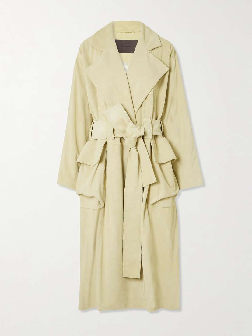 16Arlington Cinzia Belted Suede Trench Coat