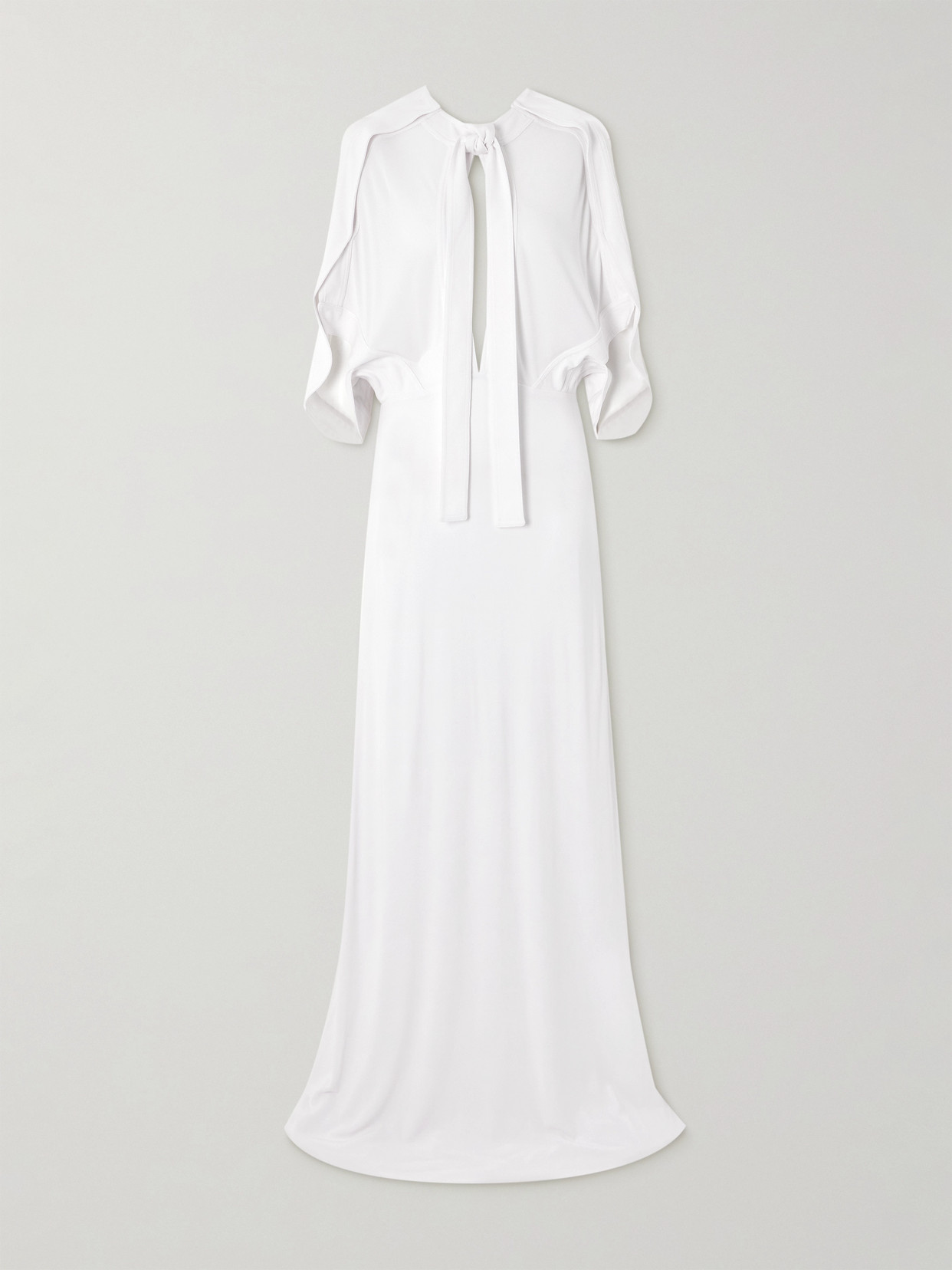 16arlington Elian Tie-neck Draped Stretch-jersey Maxi Dress In White