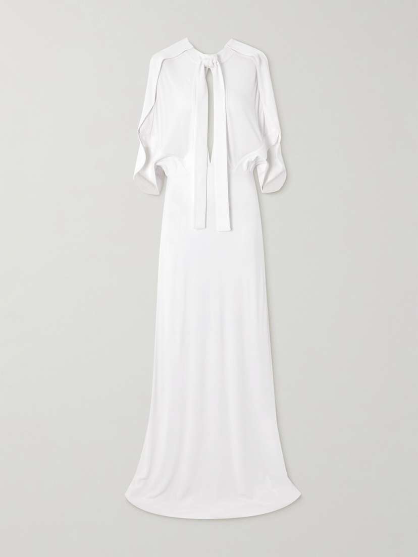 16Arlington Elian Tie-neck Draped Stretch-jersey Maxi Dress