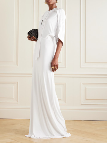 16Arlington Elian tie-neck draped stretch-jersey maxi dress