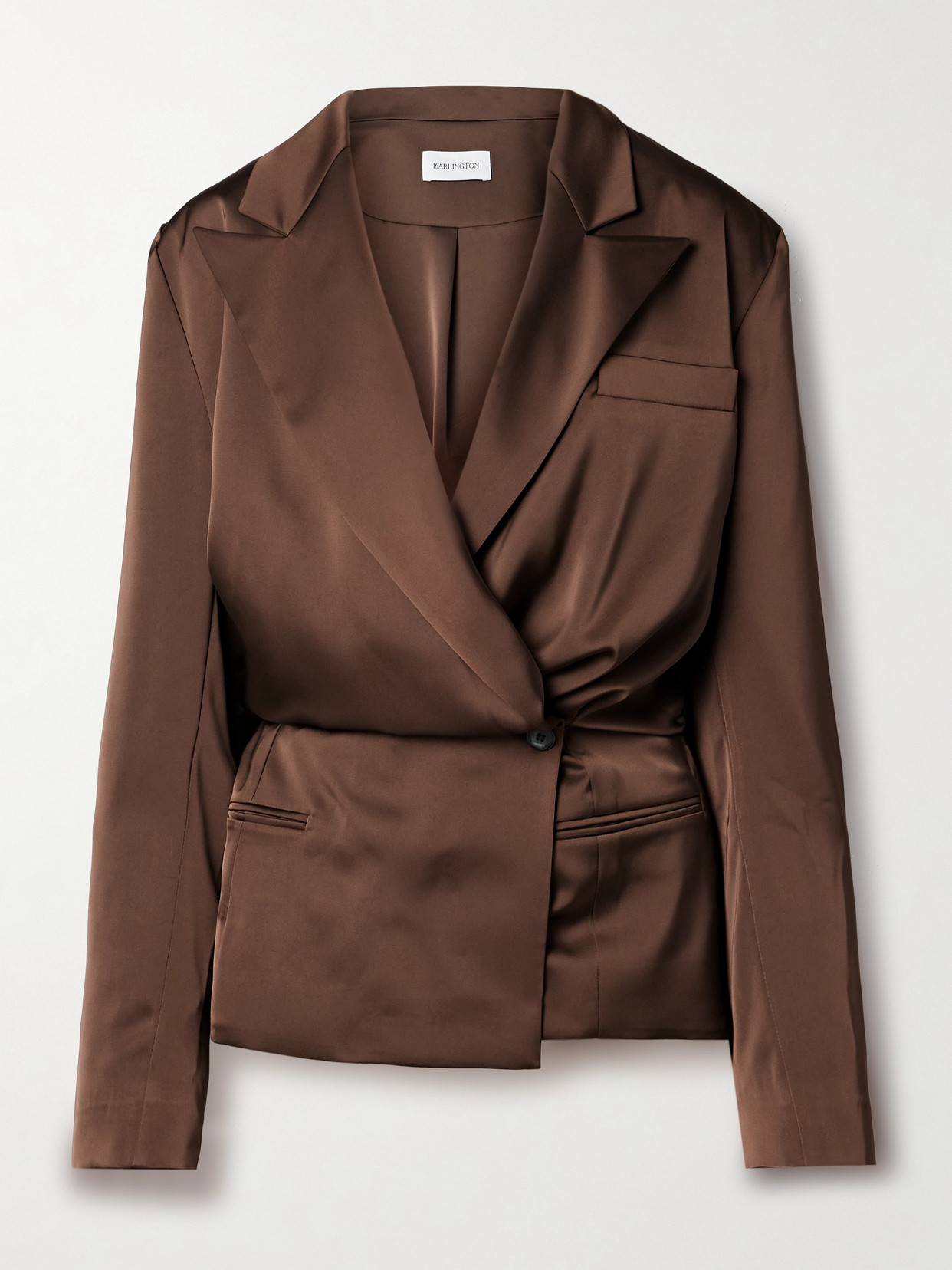 16ARLINGTON - Ardo Wrap-effect Satin Blazer - Brown