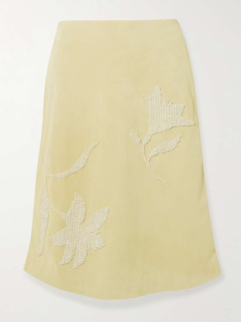 16Arlington Dafne Embellished Suede Midi Skirt
