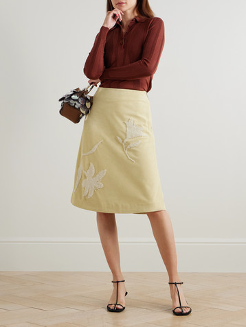 16Arlington Dafne embellished suede midi skirt