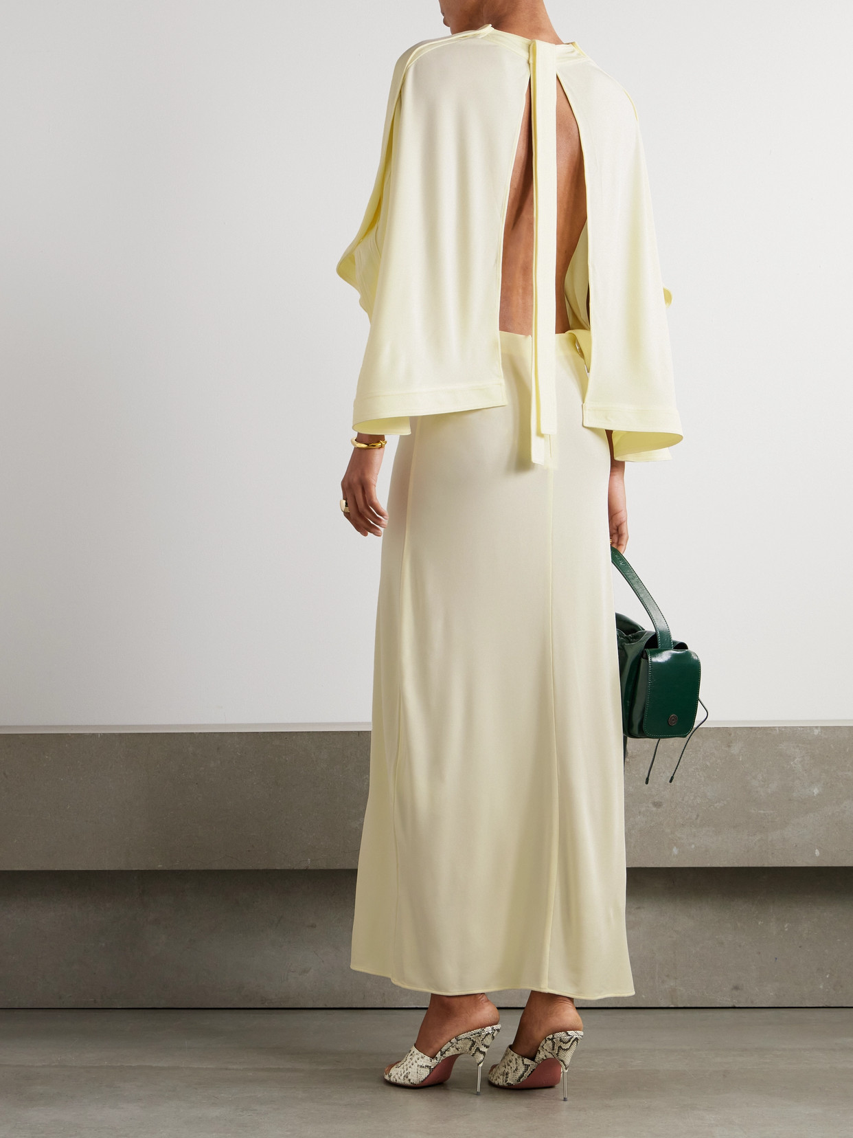 16arlington Catius Open-back Jersey Maxi Dress In Yellow