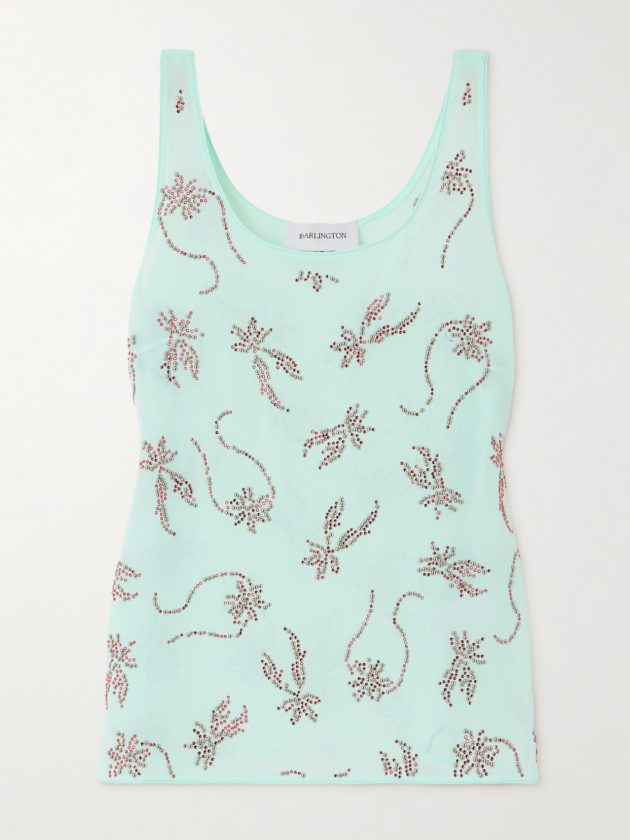 16arlington Gilda Embellished Chiffon Tank In Blue
