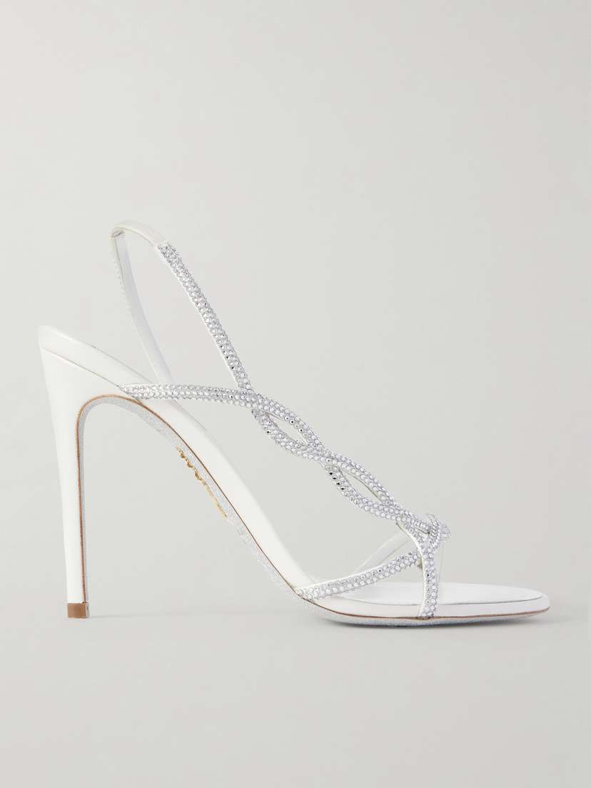 René Caovilla Crystal-embellished Satin Slingback Sandals