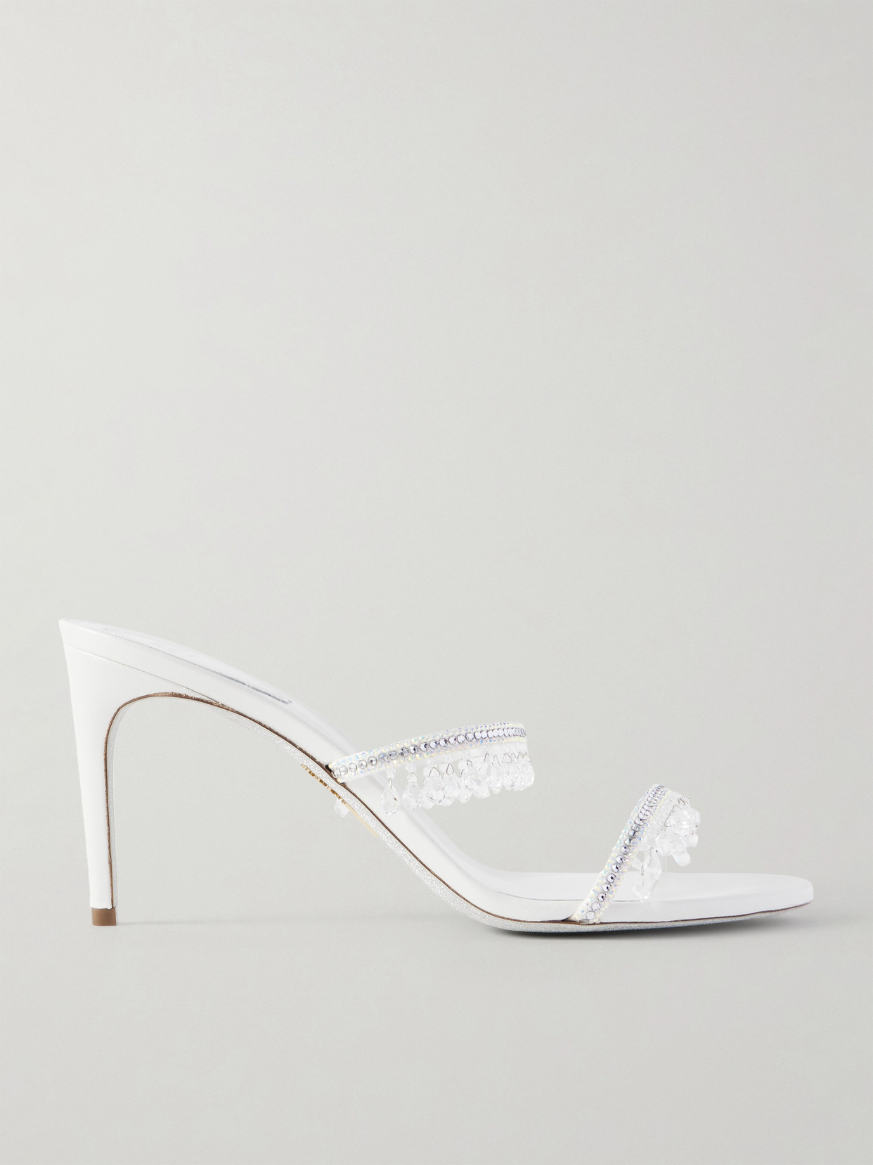 René Caovilla Chandelier 80 Crystal-embellished Mules In White