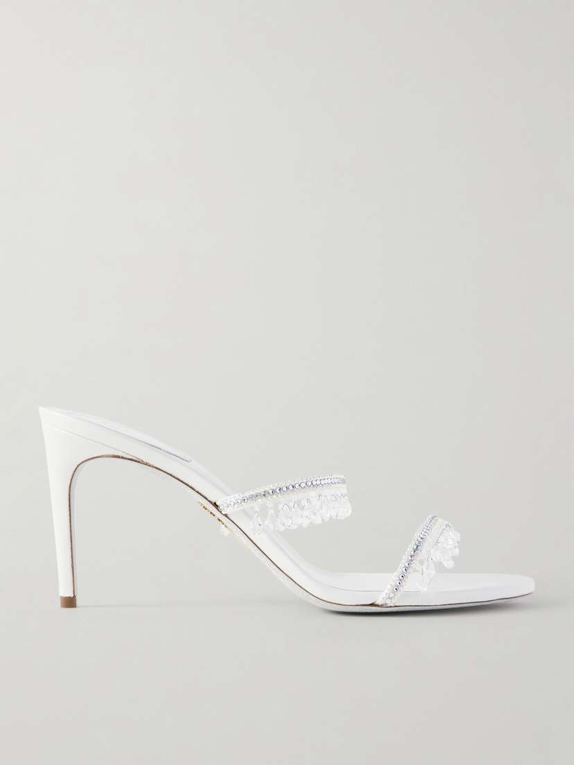 René Caovilla Crystal-embellished Satin Sandals