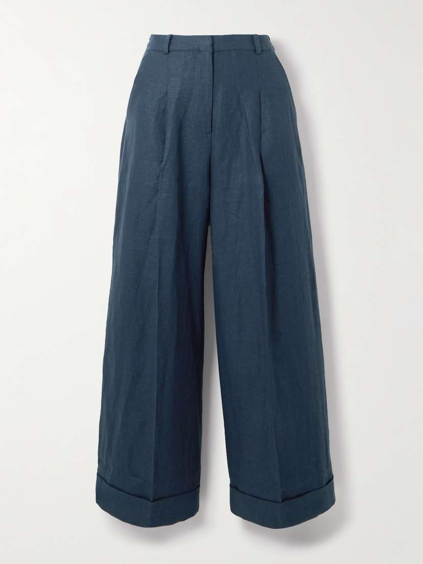 Faithfull Clove Pleated Wide-leg Linen Pants