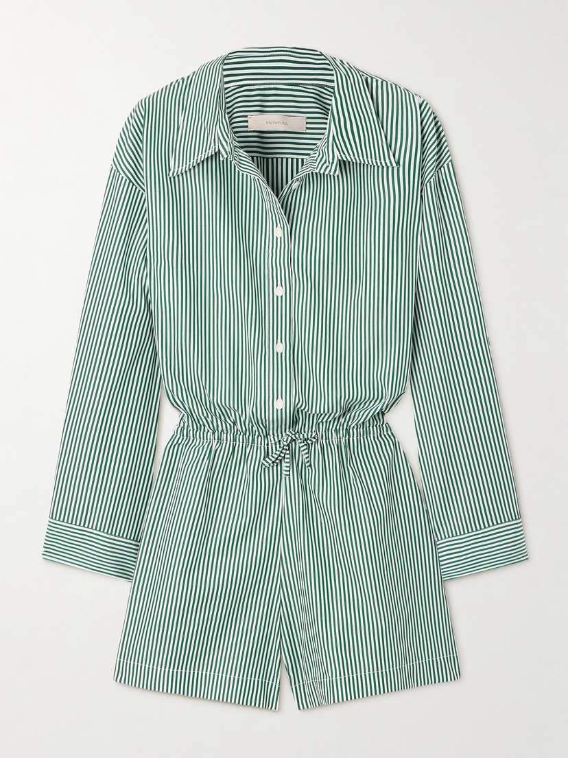 Faithfull Freja Striped Cotton-blend Poplin Playsuit