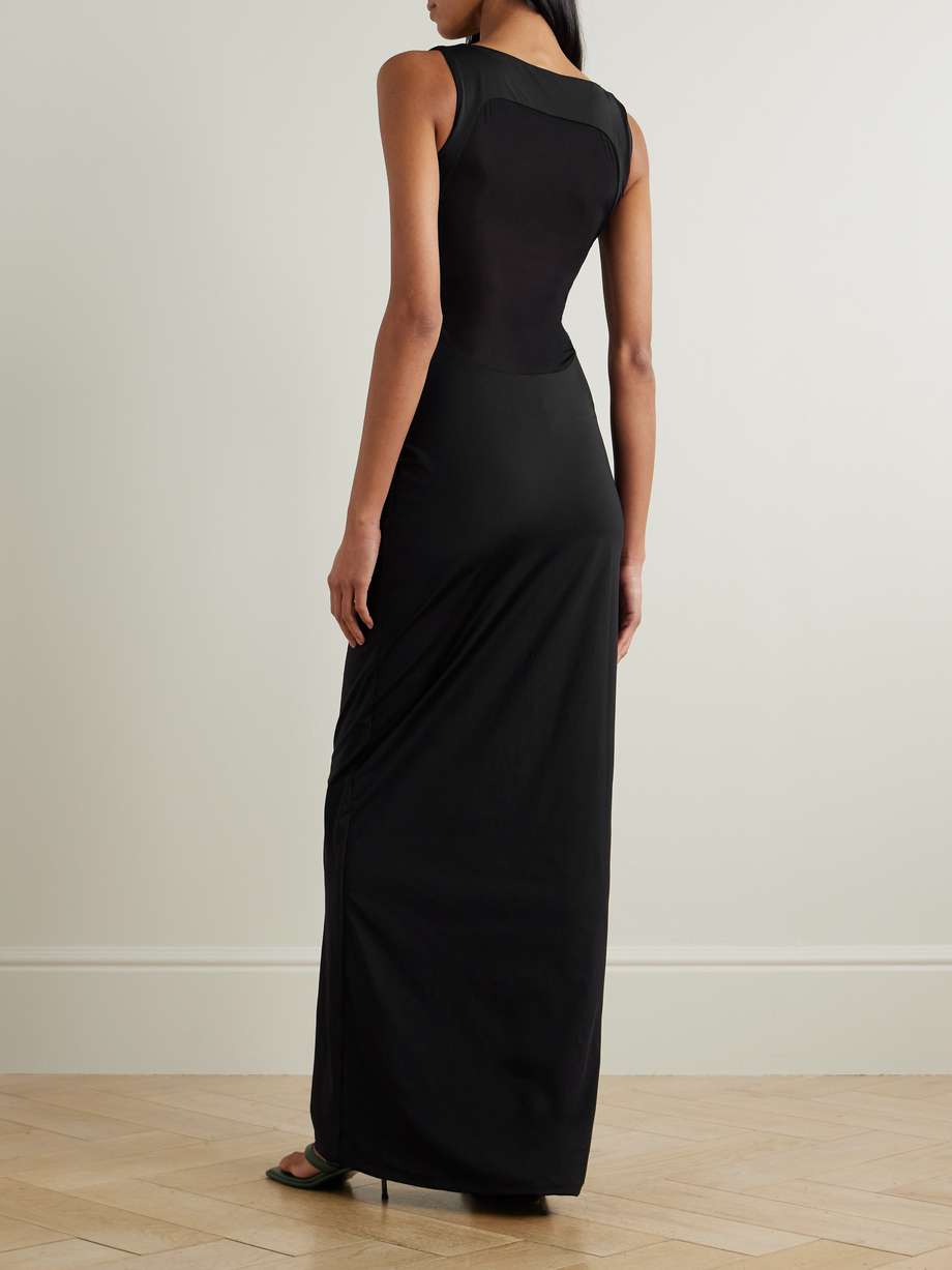 hibisco appliquéd stretch-jersey maxi dress
