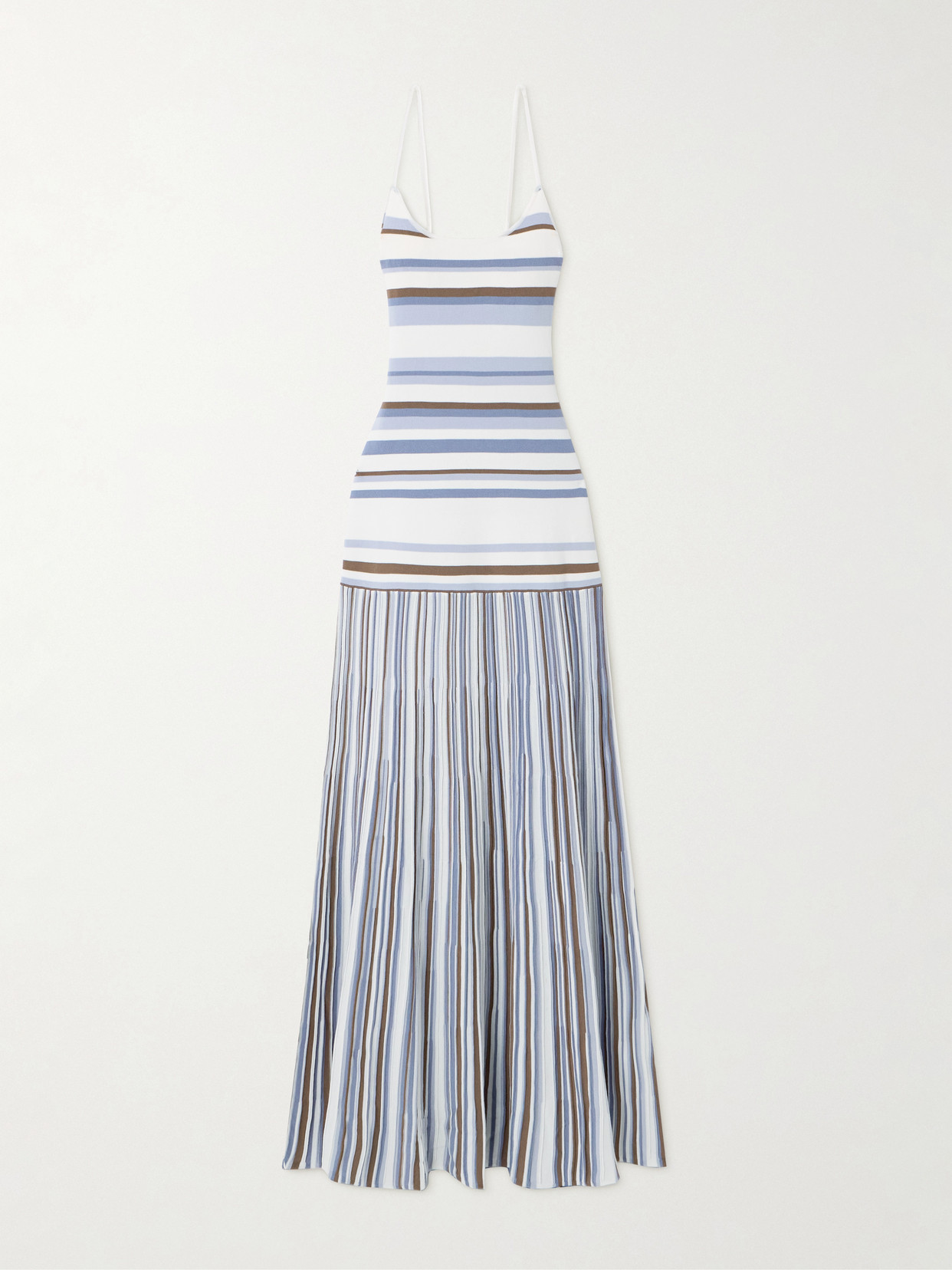 Faithfull - Citara Striped Ribbed Cotton-blend Maxi Dress - Blue