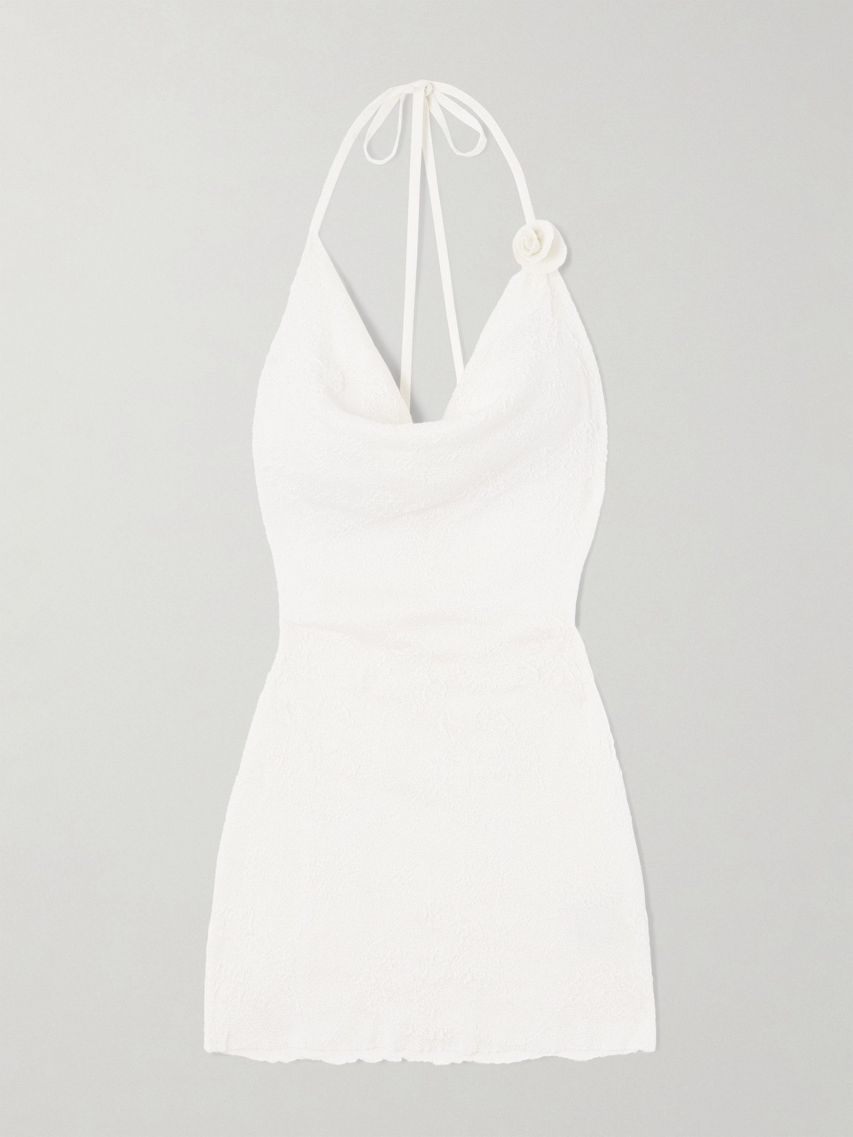 Maygel Coronel - Tu Cariñito Appliquéd Draped Jacquard Mini Dress - White