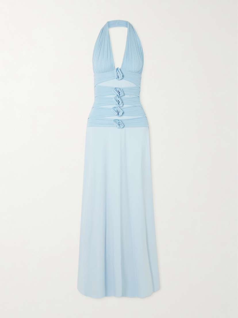 Maygel Coronel Villadiego Appliquéd Stretch-jersey Halterneck Maxi Dress