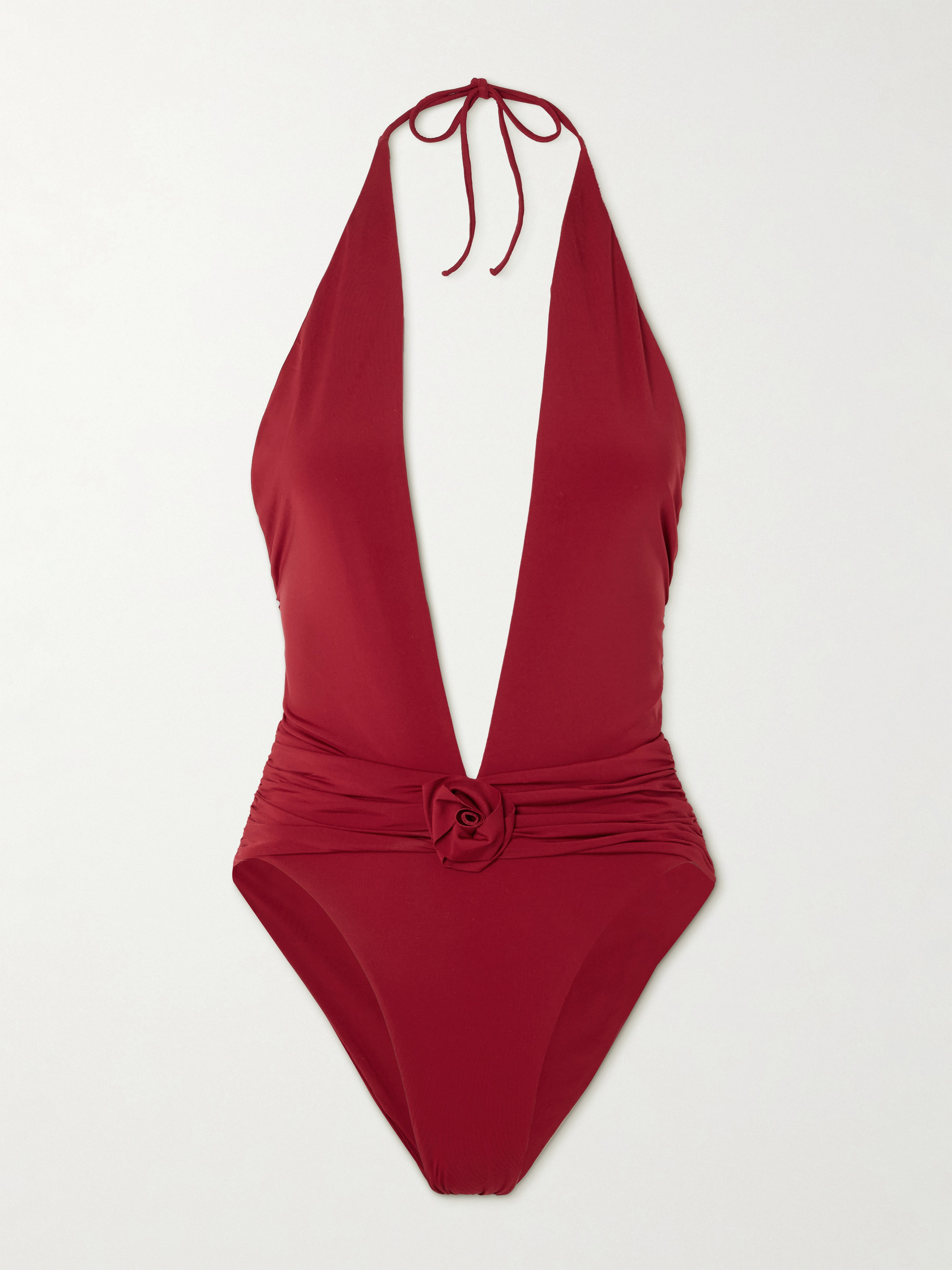 Maygel Coronel Ciprés appliquéd ruched halterneck swimsuit thumbnail