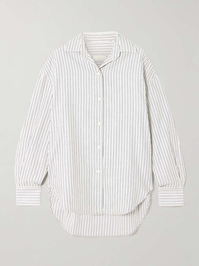 Faithfull En Vau Embroidered Striped Cotton-blend Shirt
