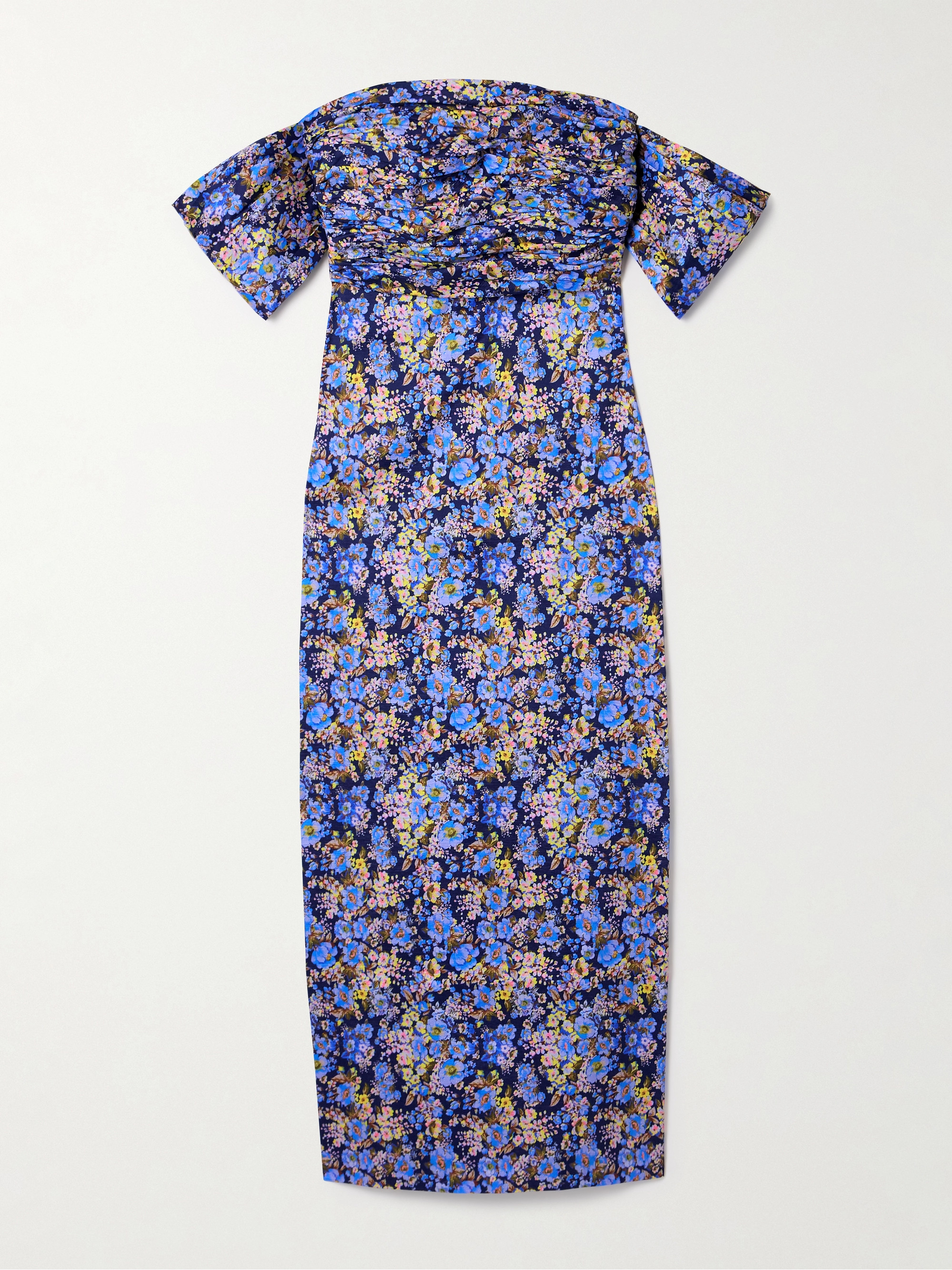 Kika Vargas Adele off-the-shoulder ruched floral-print taffeta midi dress thumbnail