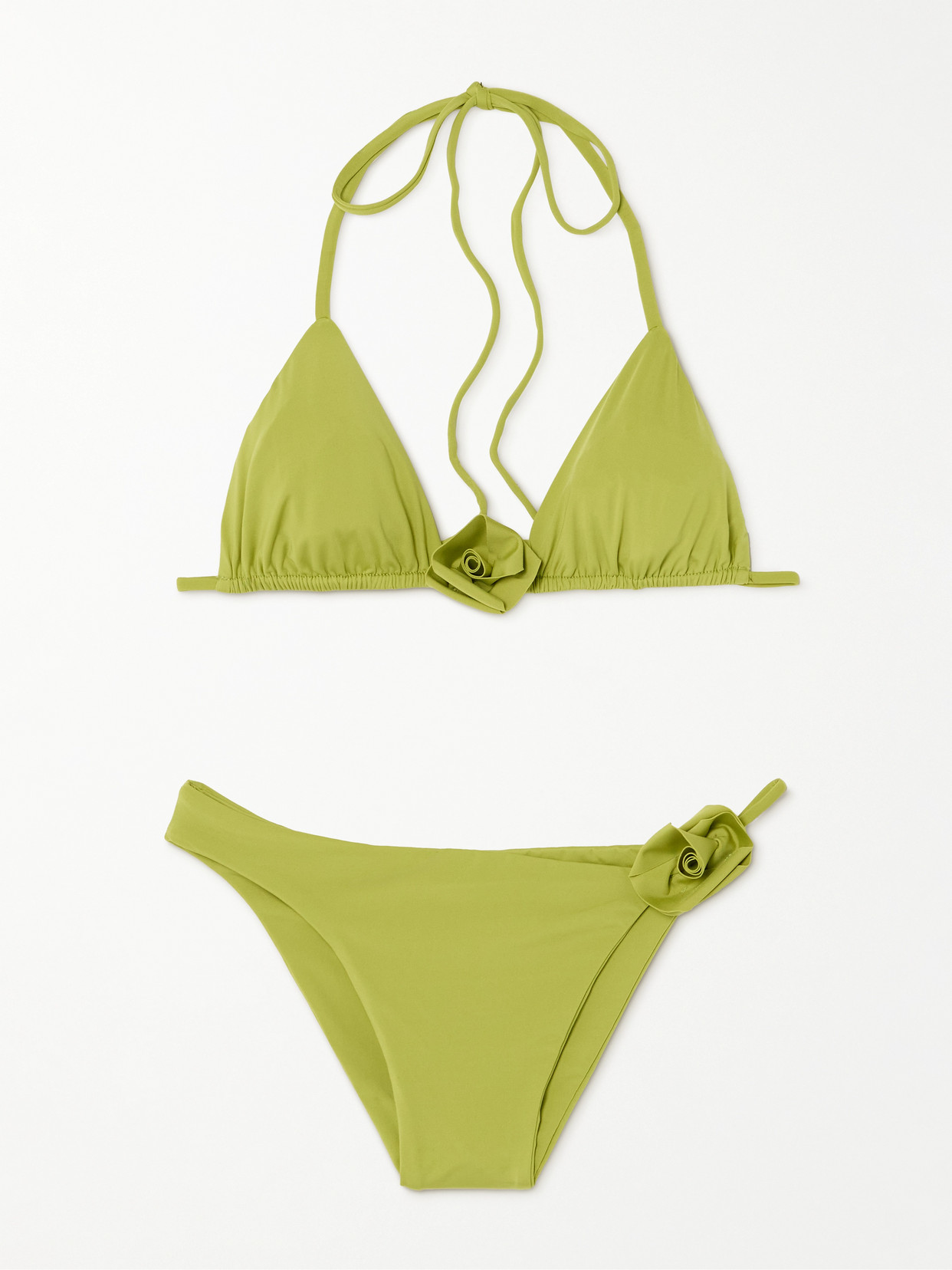 Maygel Coronel Chipi Appliquéd Triangle Bikini In Green
