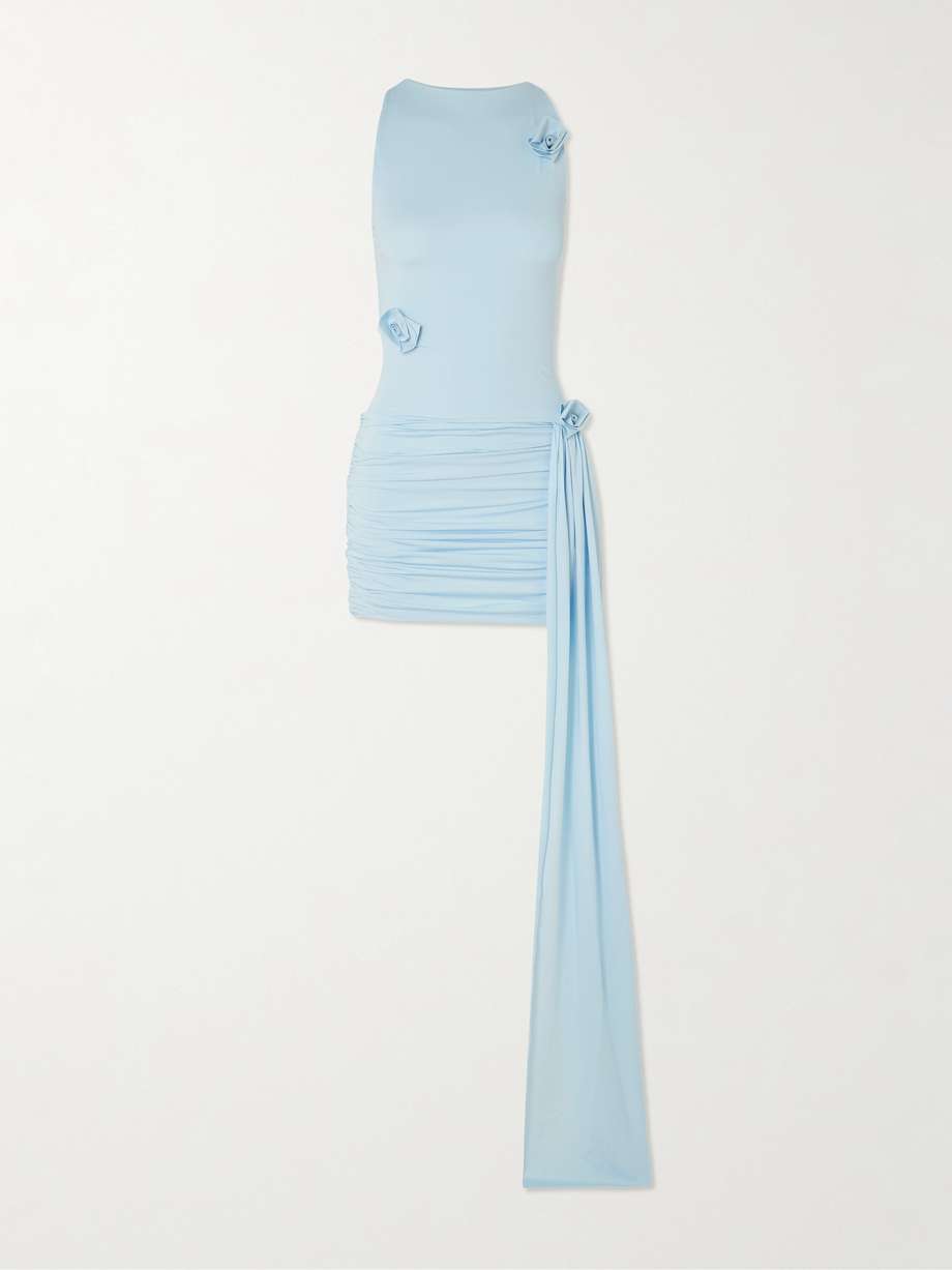 azahar draped appliquéd stretch-jersey mini dress