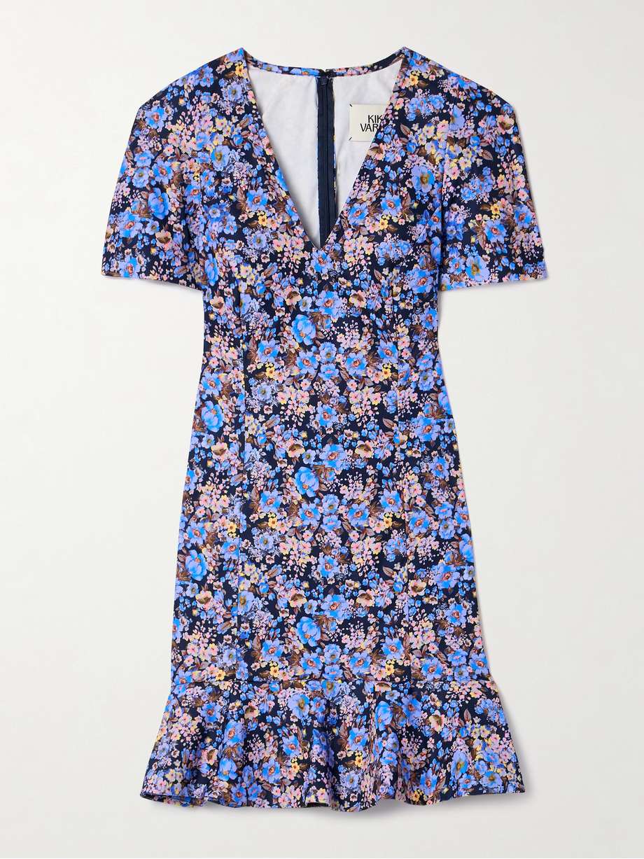 zeina ruffled floral-print twill mini dress