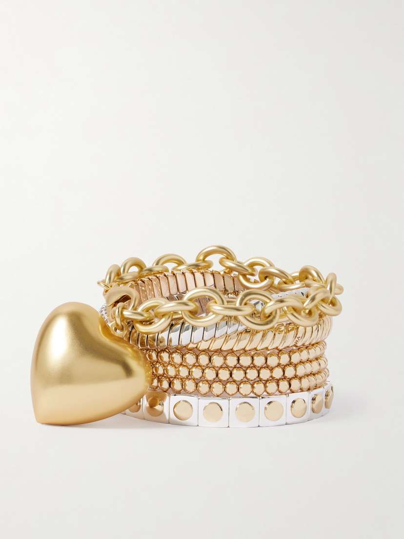 Roxanne Assoulin The Puffy Heart Set Of Seven Gold- And Silver-tone Bracelets