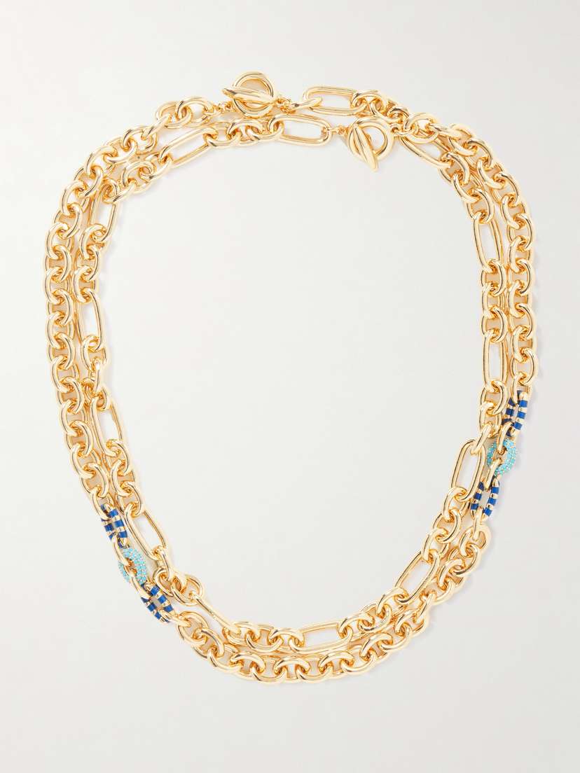 Roxanne Assoulin The Marino Set Of Two Gold-tone, Enamel And Turquoise Necklaces