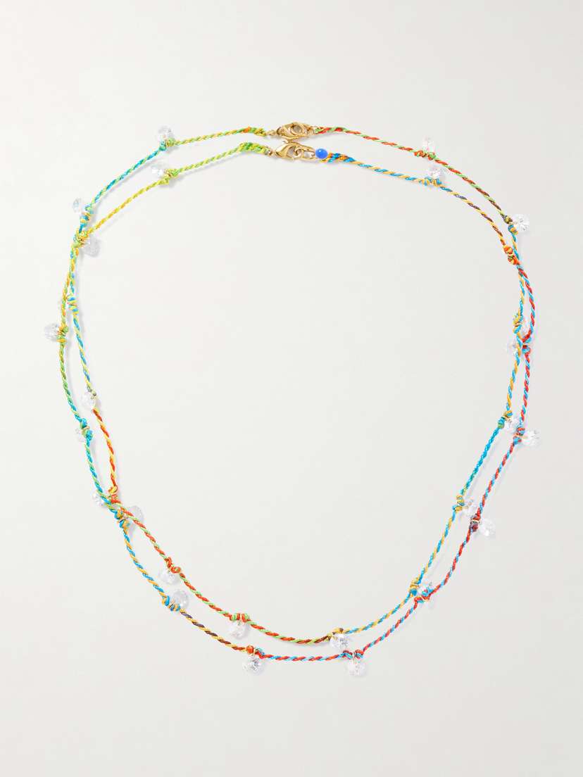 Roxanne Assoulin Mini Drip Drop Set Of Two Gold-tone, Cord And Crystal Necklaces