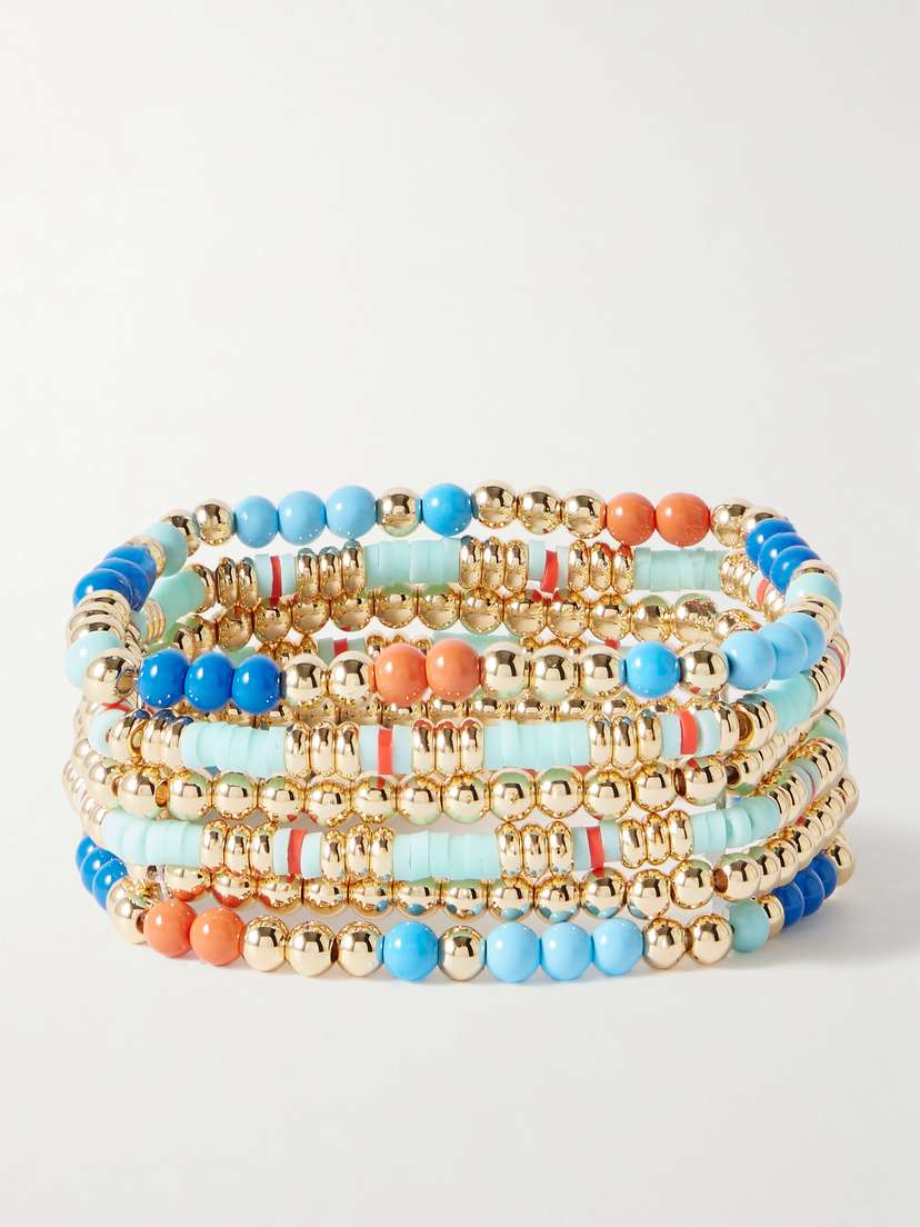 Roxanne Assoulin Colour Therapy Set Of Six Gold-tone And Enamel Beaded Bracelets