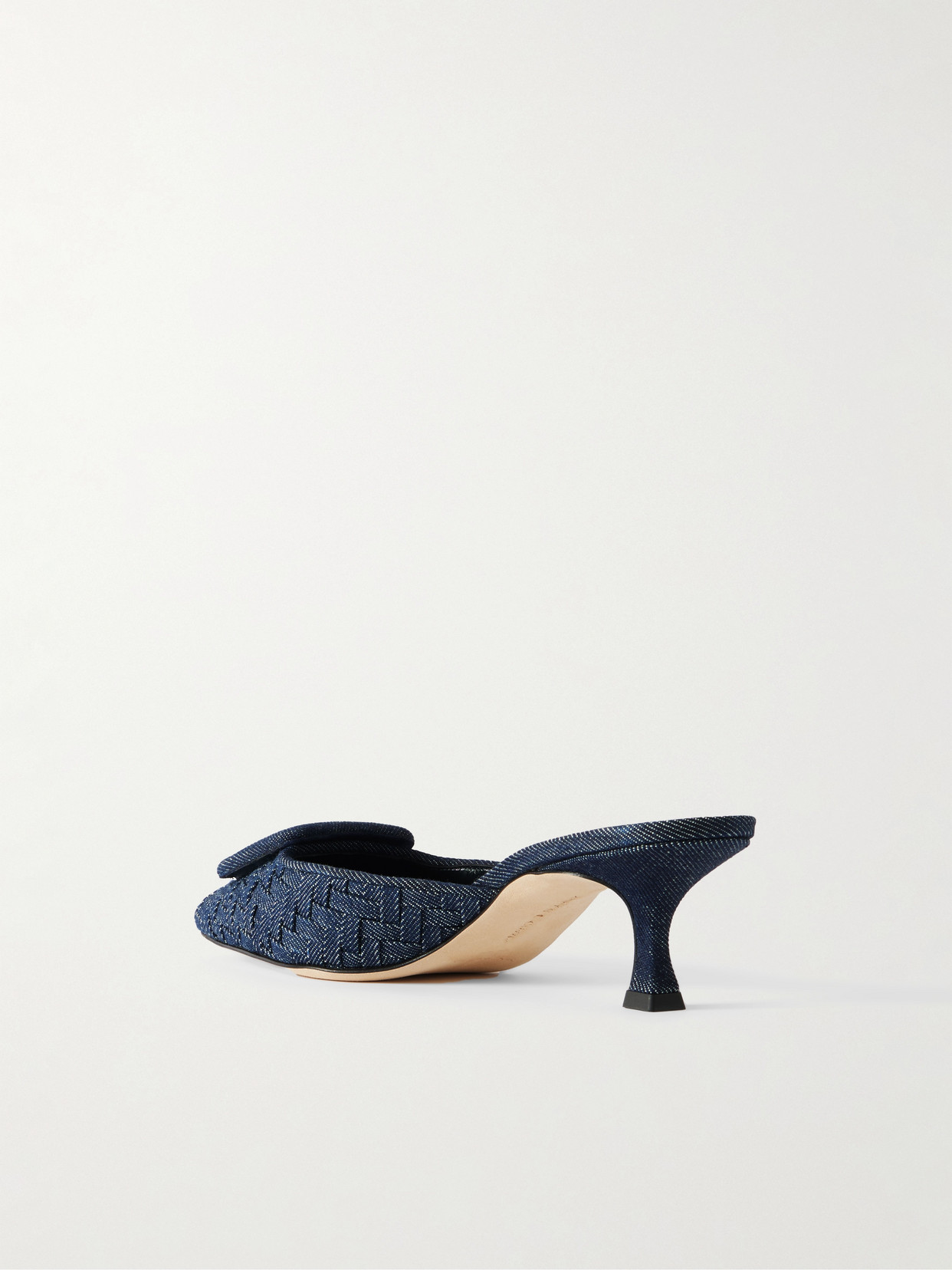 Manolo Blahnik Maysale 50 Buckled Denim Mules