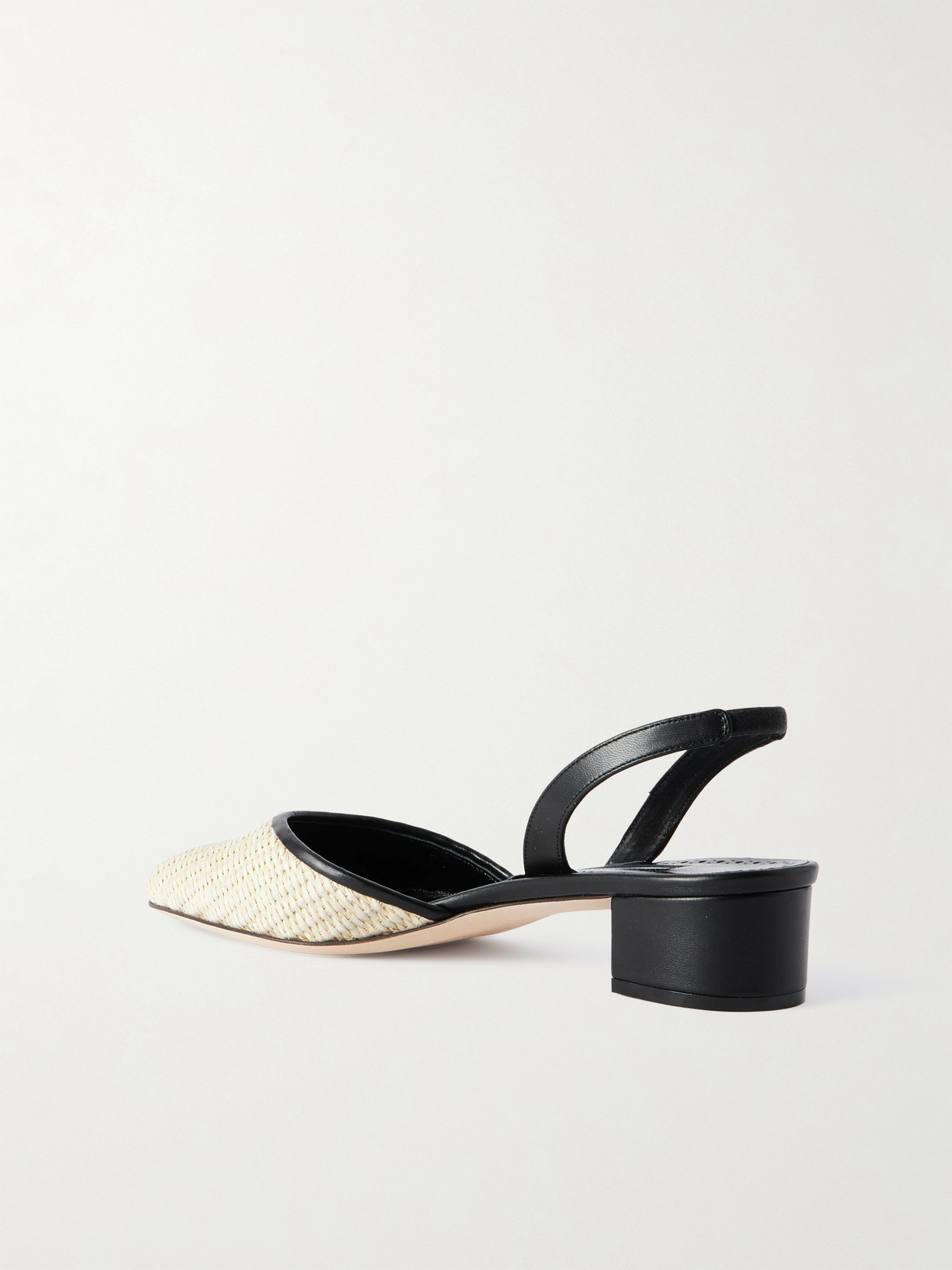 Raffro 30 Leather-Trimmed Raffia Slingback