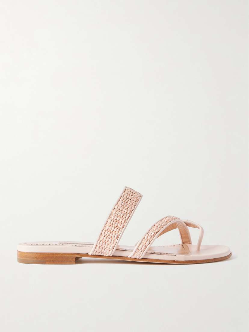 Manolo Blahnik Susara Raffia And Leather Sandals
