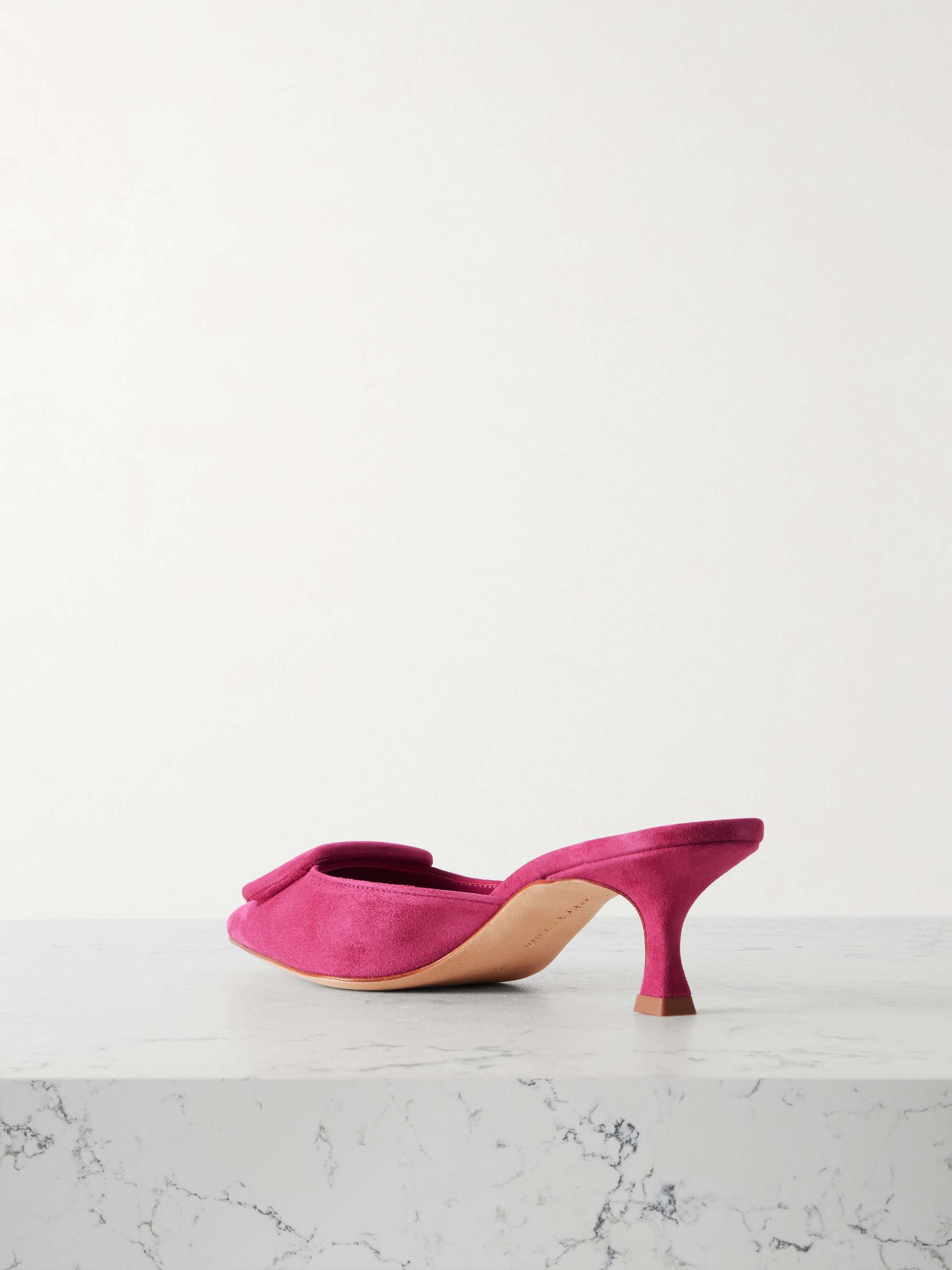 MANOLO BLAHNIK Maysale 50 buckled suede mules