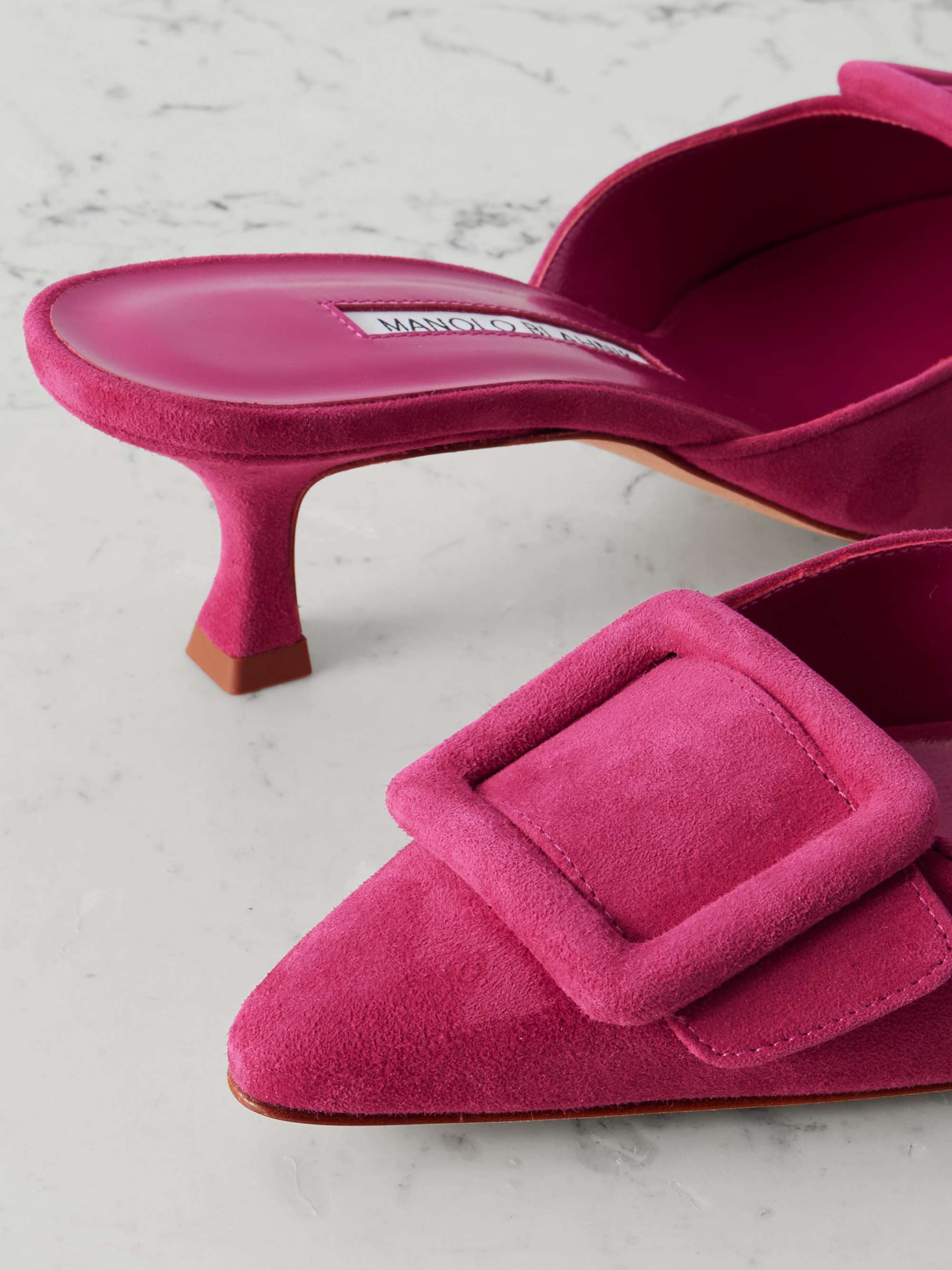 MANOLO BLAHNIK Maysale 50 buckled suede mules