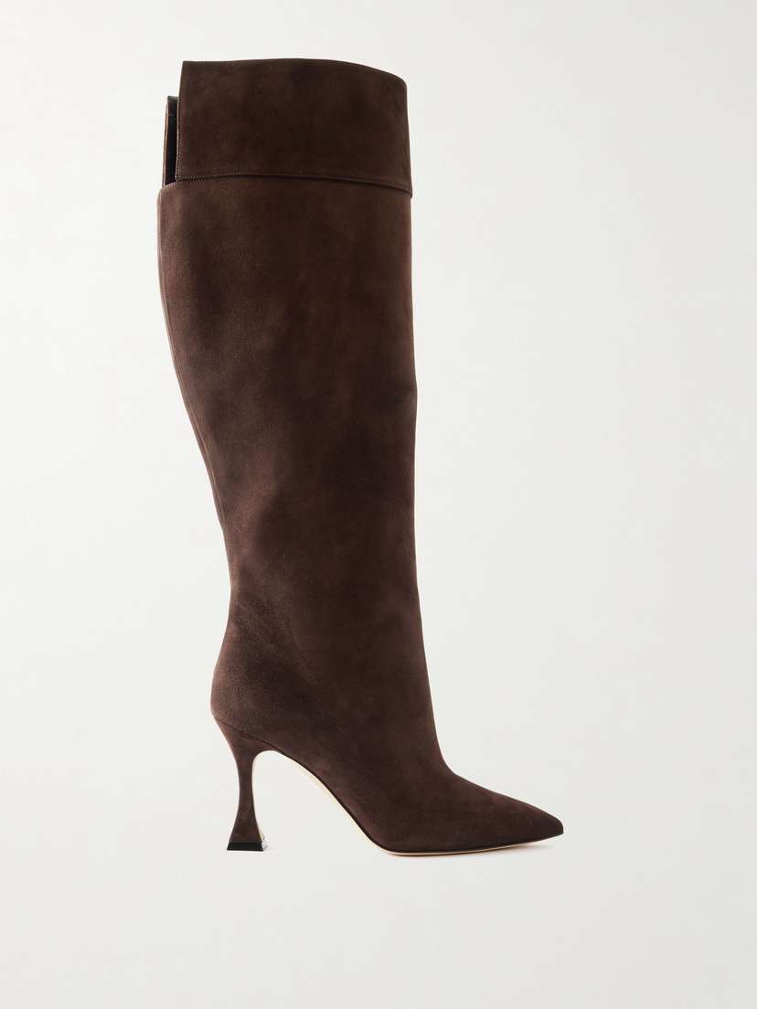 Manolo Blahnik Miralonepla 90 Suede Knee Boots