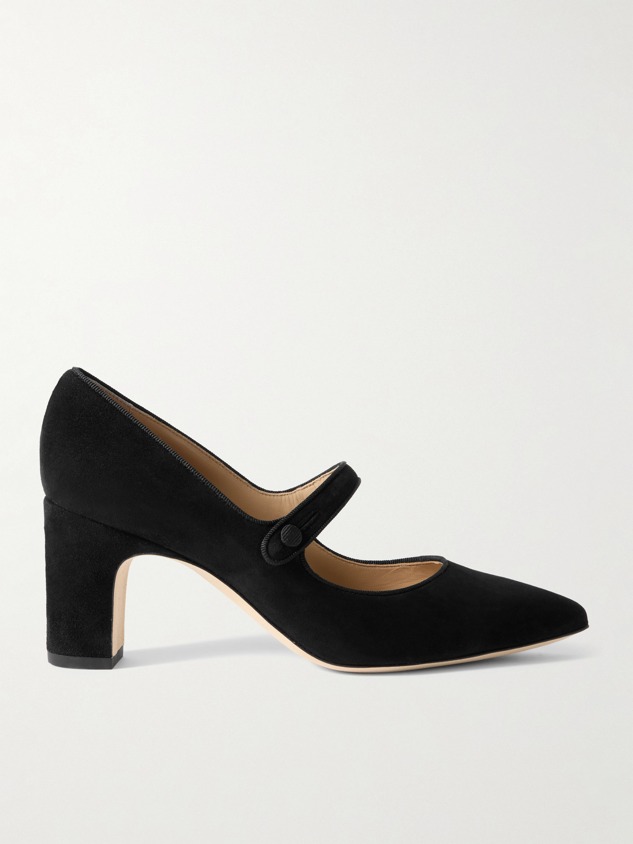 Manolo Blahnik Campariba 70 Grosgrain-trimmed Suede Mary Jane Pumps