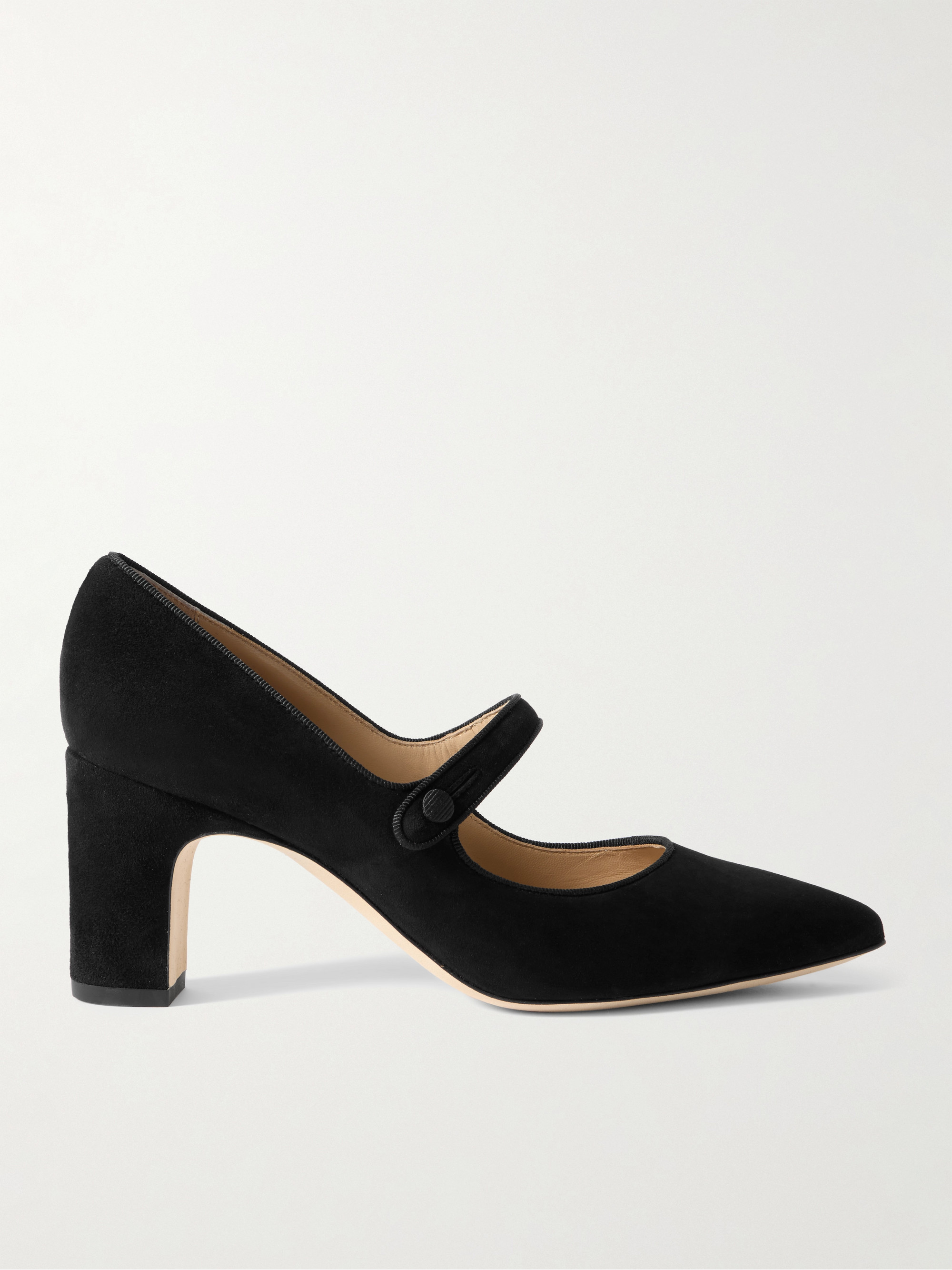 MANOLO BLAHNIK - Campariba 70 grosgrain-trimmed suede Mary Jane