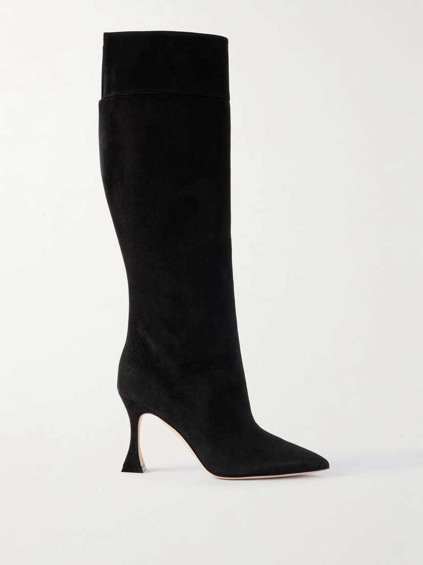 Manolo Blahnik Miralonepla 90 Suede Knee Boots