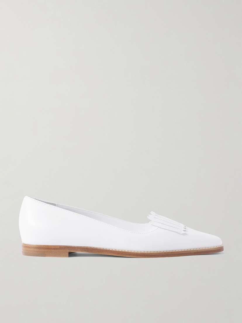 Manolo Blahnik Pausaniasflat Fringed Leather Loafers