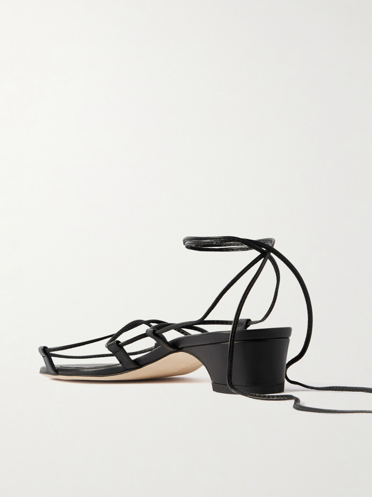 Manolo Blahnik Lace-up Block-heel Sandals In Black