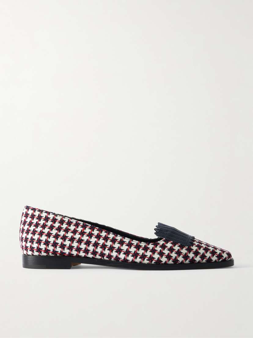 Manolo Blahnik Pausaniasbi Leather-trimmed Embroidered Tweed Loafers