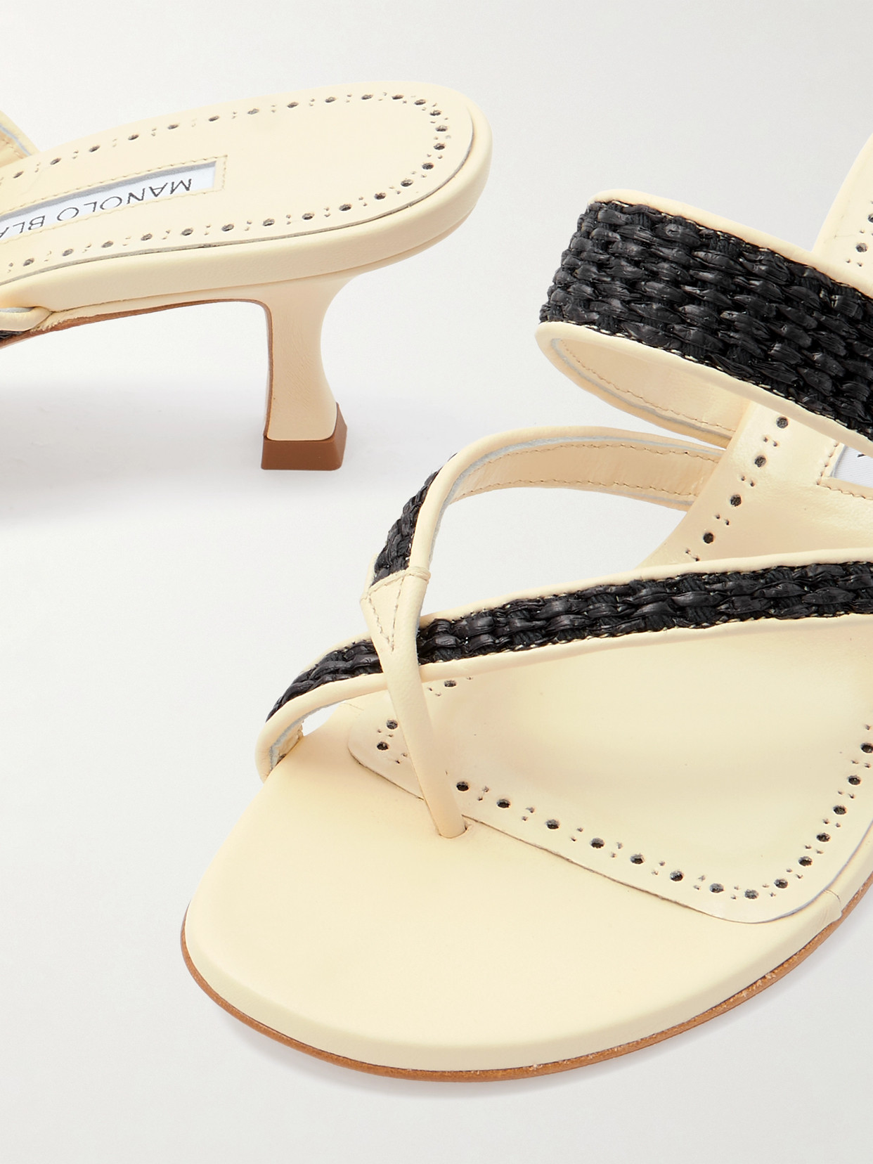 Susa 50 Raffia-Trimmed Mules
