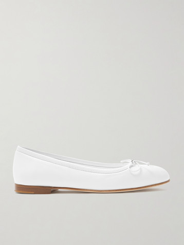 MANOLO BLAHNIK Veralli bow-detailed leather ballet flats