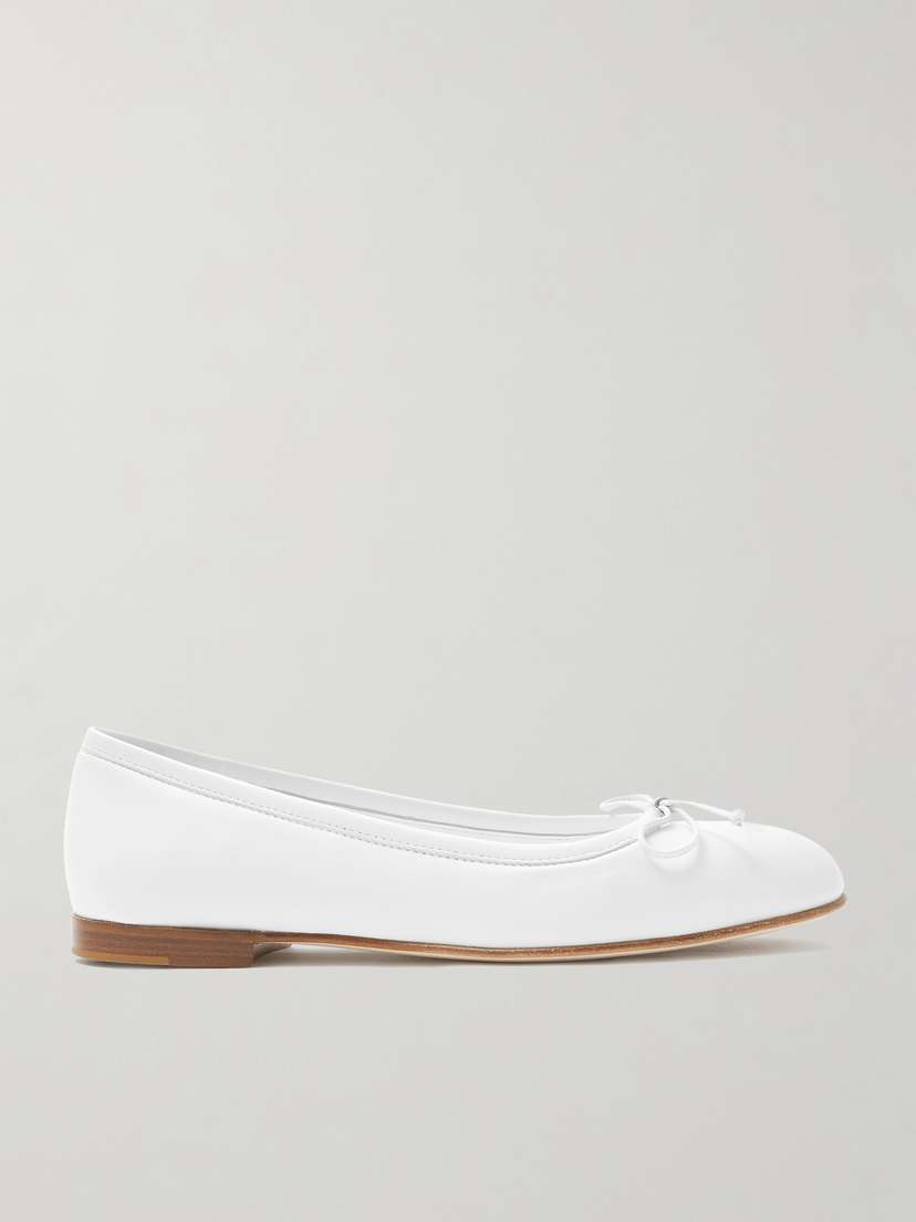 Manolo Blahnik Veralli Bow-detailed Leather Ballet Flats