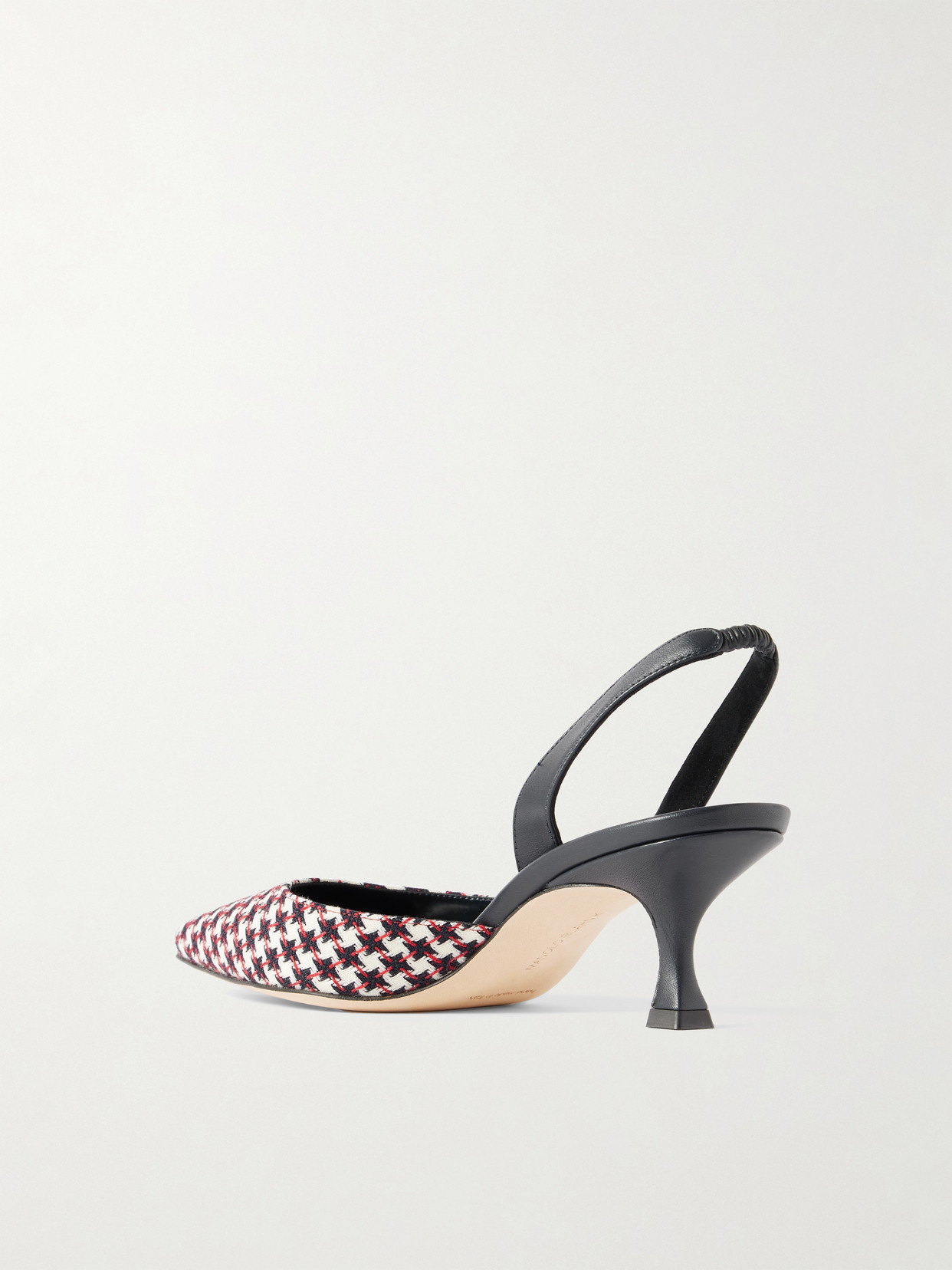 Manolo Blahnik Carolyne 50 Houndstooth Wool-tweed Slingback Pumps