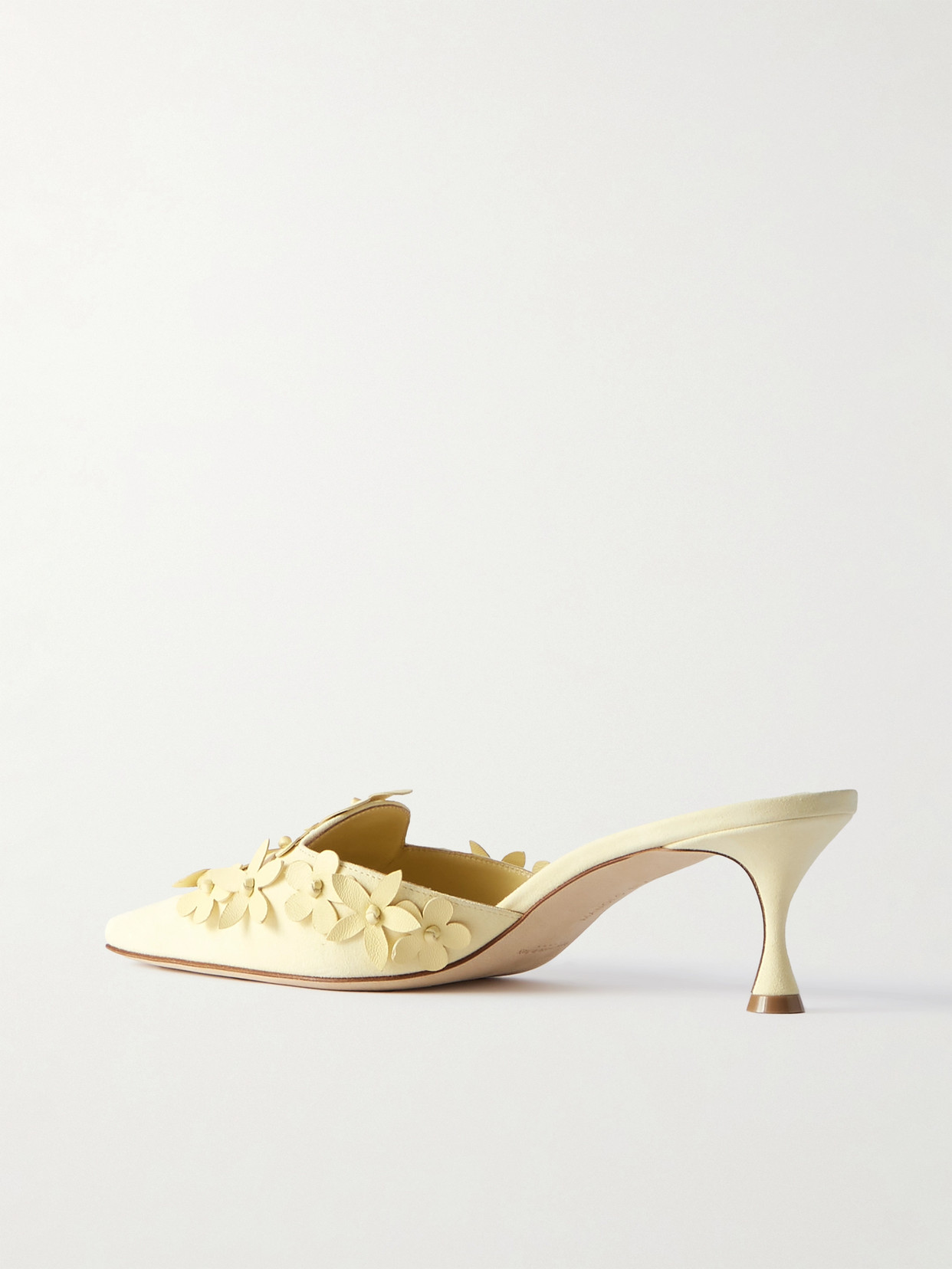 Manolo Blahnik Harnes 50 Appliquéd Suede Mules